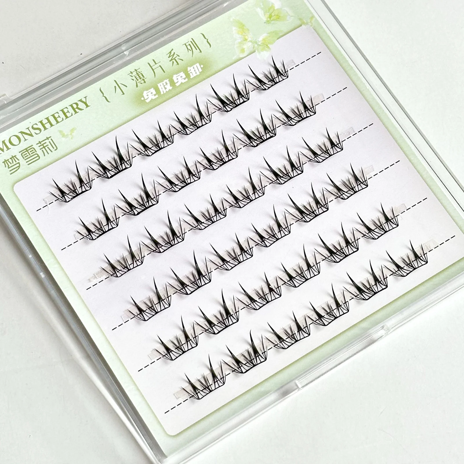 6 Rows Ultra Thin False Eyelashes No Glue Black C Curl 9-13mm Korean Style False Eyelashes for Women Natural Look Makeup Tools