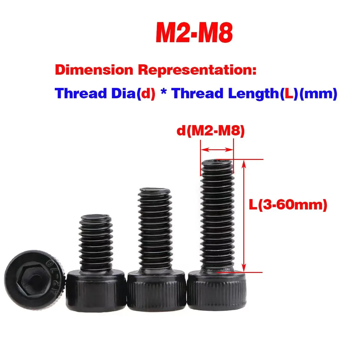 

Black 304 Stainless Steel Hexagon Socket Screw / Extended Hexagon Socket Bolt M2M2.5M3M4M5M6M8