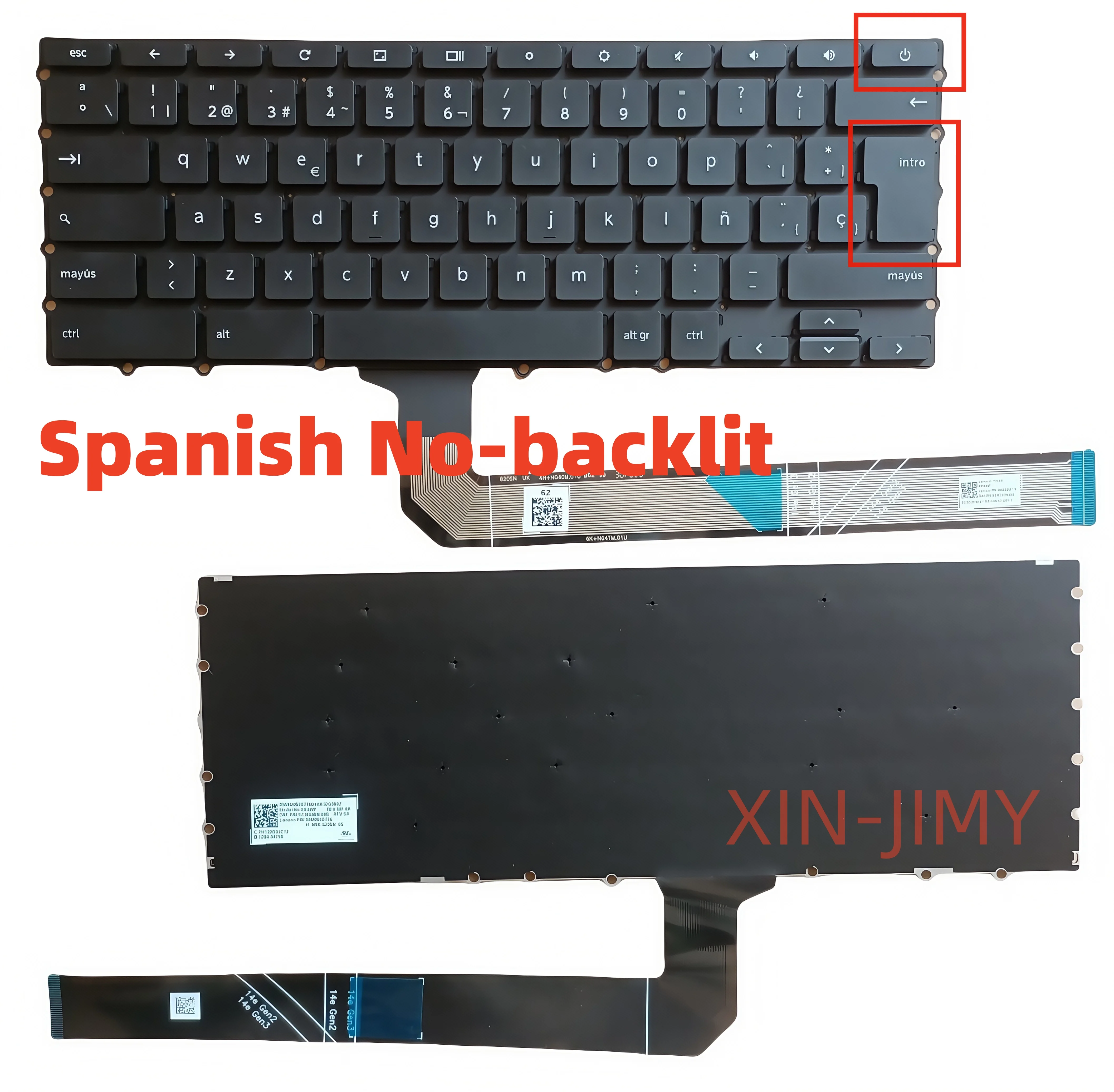 

Испанская черная клавиатура для ноутбука Lenovo Chromebook 14E Gen 2 9Z.NG4SN.00S SP ноутбук без подсветки