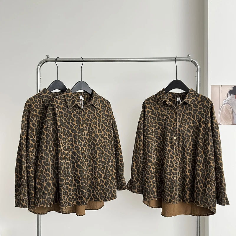 LUZHEN Elegant Fashion Leopard Print Long Sleeve Shirts Women's 2024 Autumn New Loose Lapel Casual Buttoned Blouse AA1648