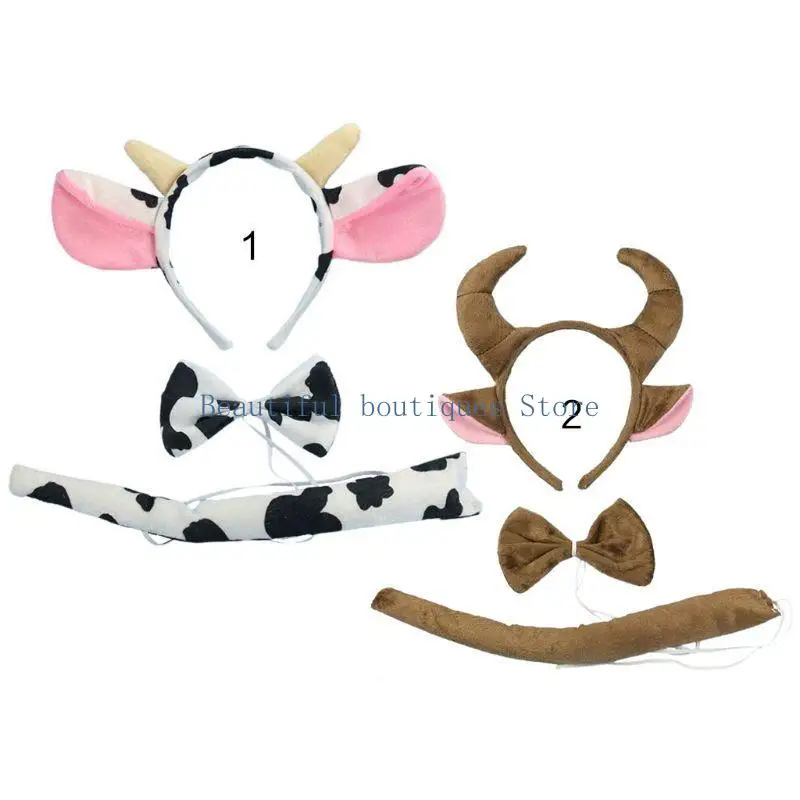 

U4LF 3 шт./компл., комплект головных уборов с изображением коровы, детские повязки на голову для мальчиков и девочек, Хэллоуин