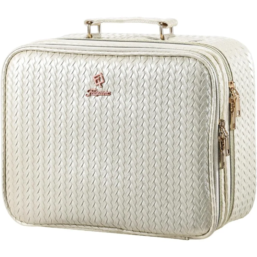 Makeup Bag with LED Lighted Mirror 12.2 IN Travel Double Layer Makeup Case Adjustable Brightness in 3 Colors Cosmetic Organizer