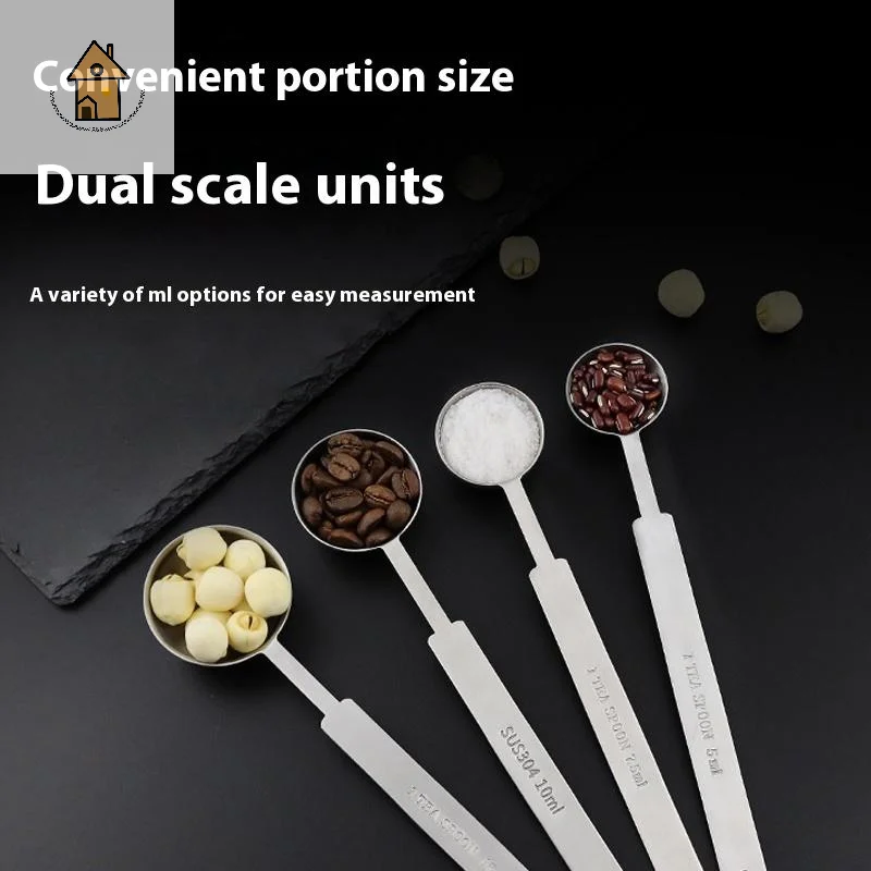 

1/4Pcs Coffee Scoops Long Handle 304 Stainless Steel Tablespoon Stackable Kitchen Measuring Spoon Fits Coffee Container