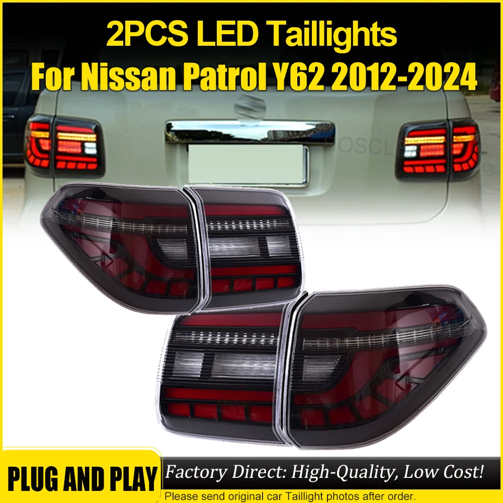 

Светодиодный задний фонарь для Nissan Patrol Y62 2012-2022, задние фонари в сборе, задние противотуманные фары, стоп-сигнал, фонарь заднего хода, динамический указатель поворота