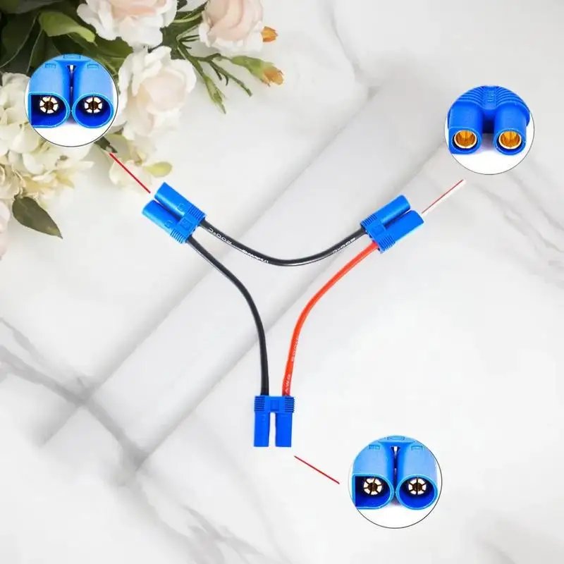 

EC5 Parallel Battery Connector Cord with Dual Extension and 12AWG Silicone Wiring for Rc Leisure Toys