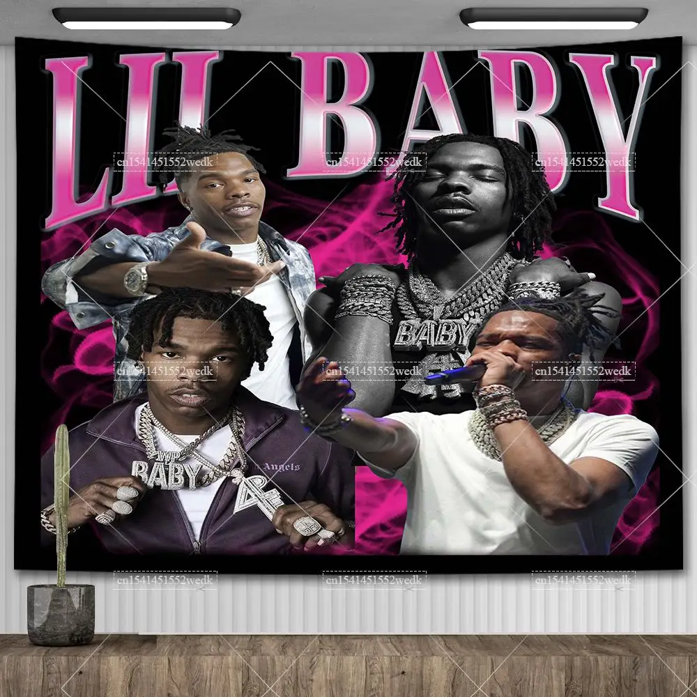 Hip Hop Lil Baby Tapestry Wall Hanging Hippie Rapper My Turn Gunna Drip Posters Aesthetic Room Decor Tapestries Party Backdrops