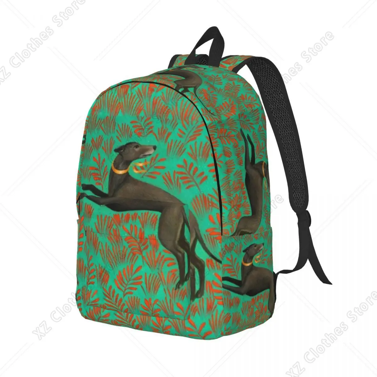 Custom Greyhound Flowers Art Canvas Backpacks for Women Men Waterproof College School Dog Animal Bag Print Bookbag