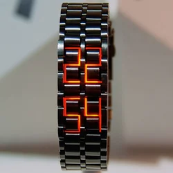 LED Display Electronic Watch Novelty Red Blue LED Lava Digital Wristwatch For Women Men