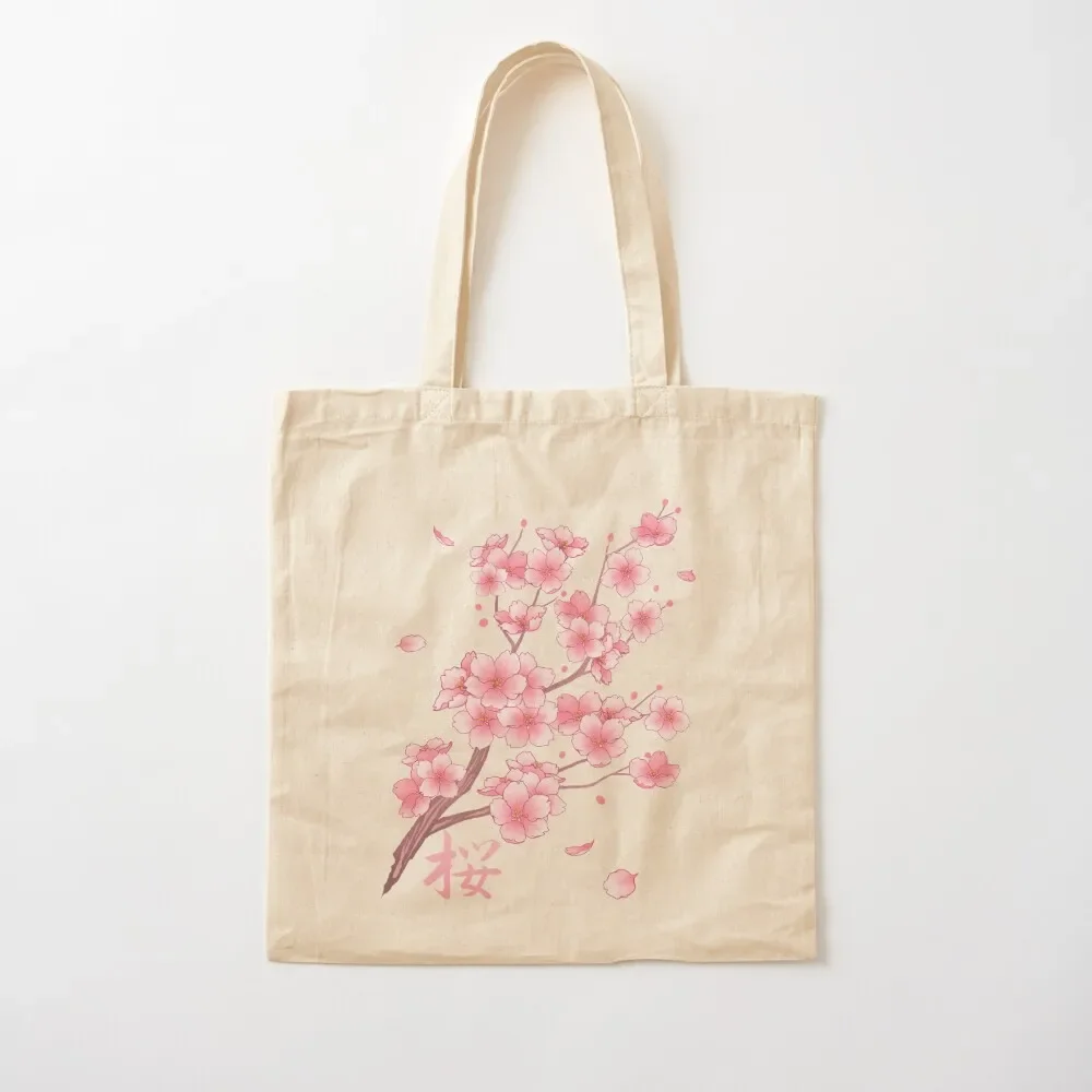 Falling Sakura Cherry Blossom Tote Bag shopper bags custom canvas bag tote bag handbag