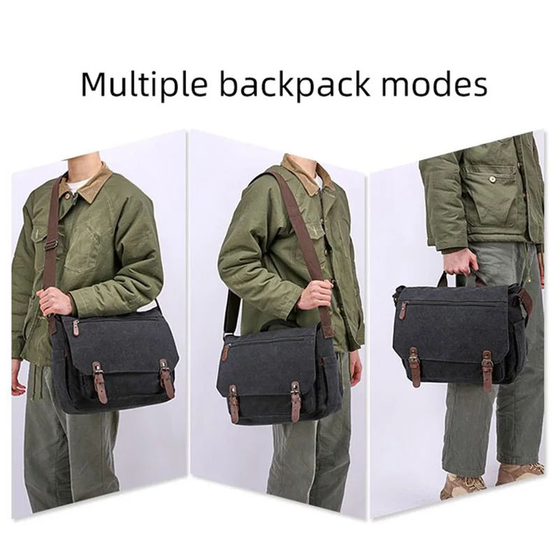 Men's Canvas Shoulder Bag  Laptop Storage Bags Outdoor Hiking Single Crossbody Travel Bags for Men Handbags Messenger Retro Bag