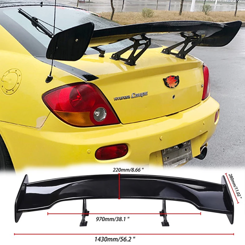 Hyundai genesis coupe rear trunk spoiler rear wing universal glossy black carbon fiber 145cm gt wing  car spoilers 2023 aileron