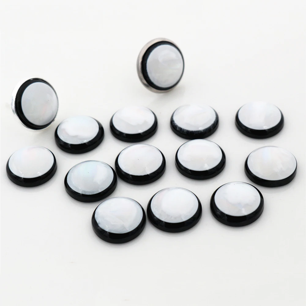 New New! 40pcs/Lot 12mm Black Bottom White Jade Series Flat back Resin Cabochons Fit 12mm 14mm  Cameo Base Cabochons