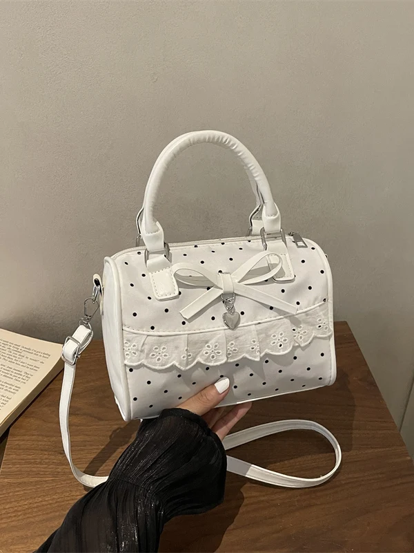 Chic Polka Dot Pillow Shaped Commuter Bag Women's Handbag Summer 2026 Fashionable Casual Single Shoulder Soft Leather Bag