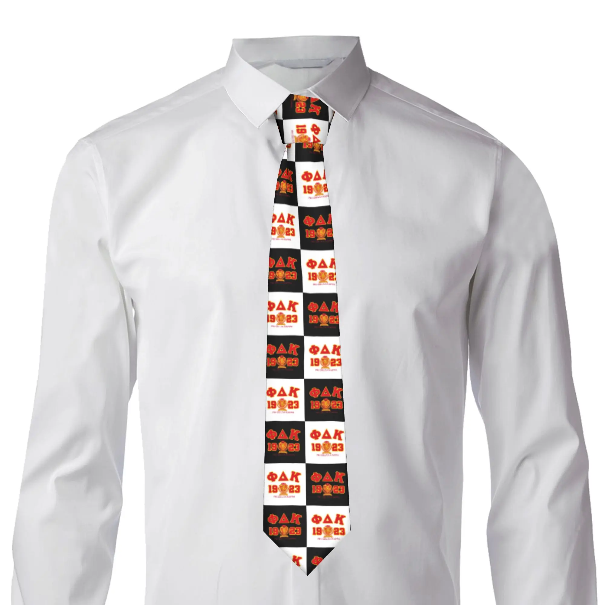 Phi Delta Kappa Checkered Plaid  Neck Tie for Men Fashion  Silk Party Necktie