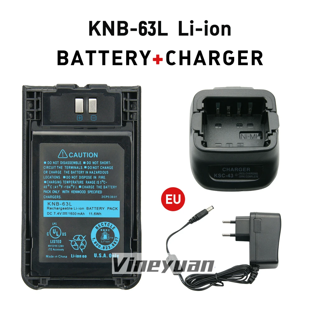 KNB-63L 1600Mah Vervangende Li-Ion Batterij Voor Kenwood TH-K20A TH-K20E TH-K40A TK-2000 TK-3501 TK-U100 Twee Manier Radio Batterij