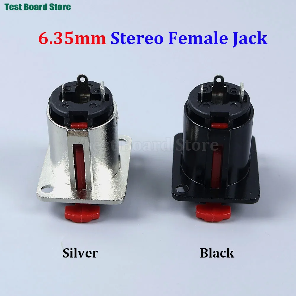 

﻿ 1/2pcs 6.35mm Stereo Female Jack Panel Mount TRS 1/4 inch Female Socket Chassis Microphone MIC Audio Connector Terminal Guitar