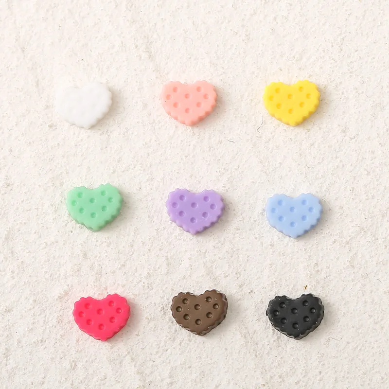 Heart Nail Gems - 100pcs Pastel Cookie-Inspired Resin Charms for Sweet & Minimalist Manicures