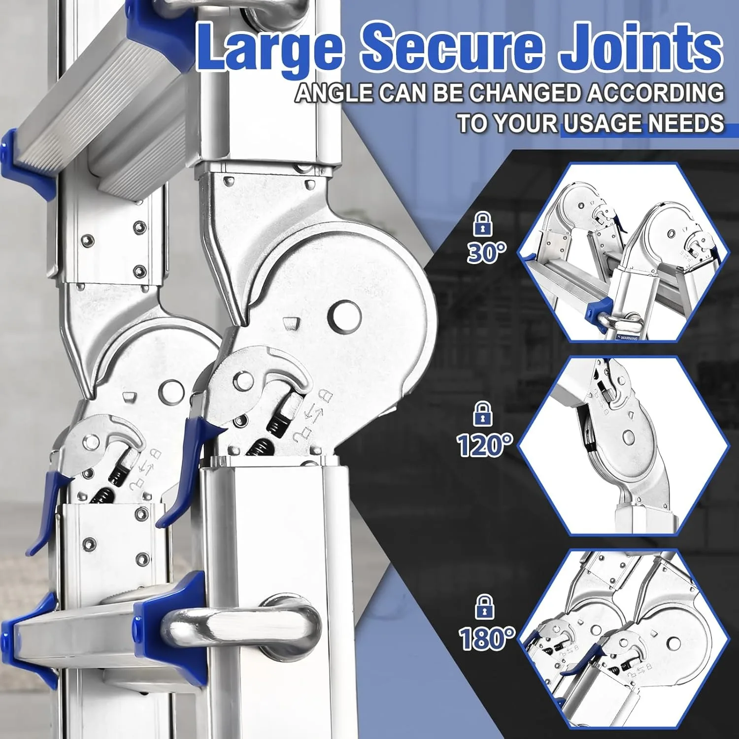 Scaletta, telaio scala telescopica a 4 gradini, posizione multipla da 14 piedi con vassoio portautensili staccabile e barra stabilizzatrice, capacità di 330 libbre