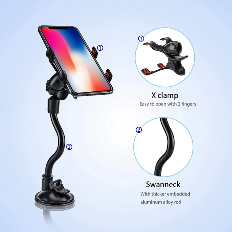 360 Rotate Sucker Car Phone Holder Flexible Mount Stand Mobile Cell Support For iPhone Samsung Xiaomi Clip Phone Holder in Car