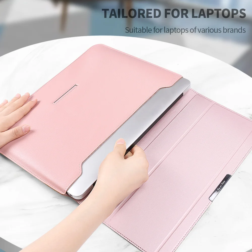 PU Leather Laptop Case Three in one Bracket Sleeve for 12 13 14 15.6 17 inch Macbook Air Pro Portable Handbag Briefcase Case