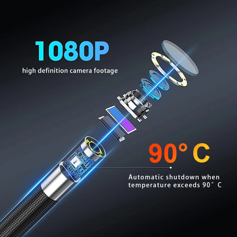 Endoscópio rotativo industrial para carros, boroscópio automotivo, cabo visível, ferramentas de inspeção de tubos, câmeras de articulação, 6, 8,5mm