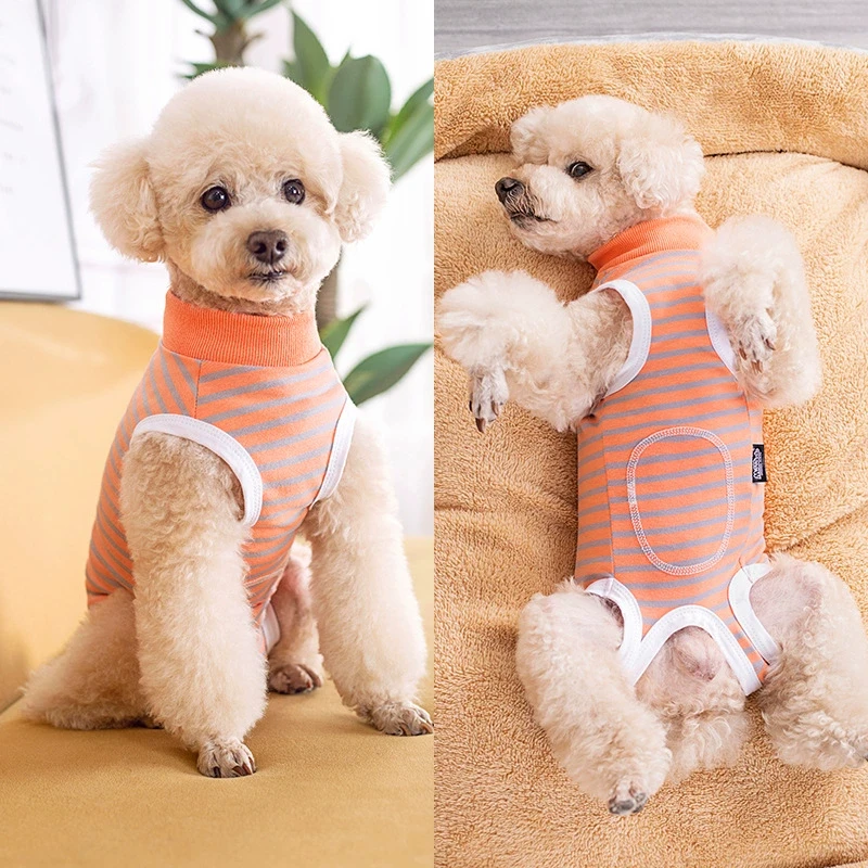 

Dog Sterilization Suit Weaning Dog Vest Small Dog Jumpsuit Striped Bodysuit For Dogs After Surgery Belly Protection For Dogs
