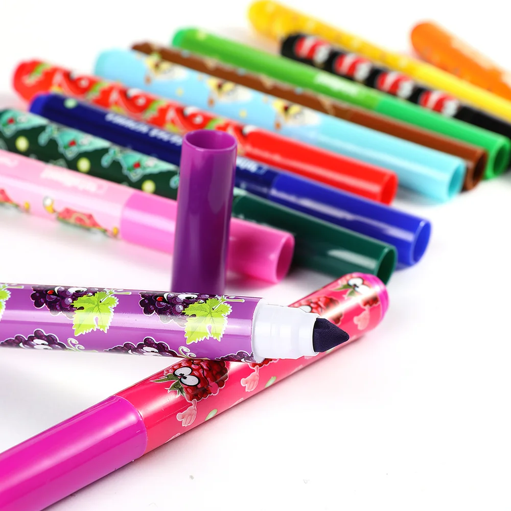 For For Arcotest Painting Markers Fruity Scented Watercolor Pens Thick Grip Round Nylon Tip Kids School Art Craft Supplies