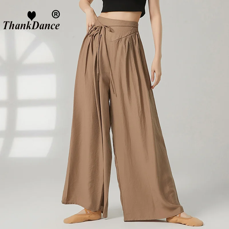 

5-цветные брюки для современных танцев для взрослых, женские свободные широкие эластичные балетные тренировочные брюки с высокой талией, женские классические танцевальные брюки