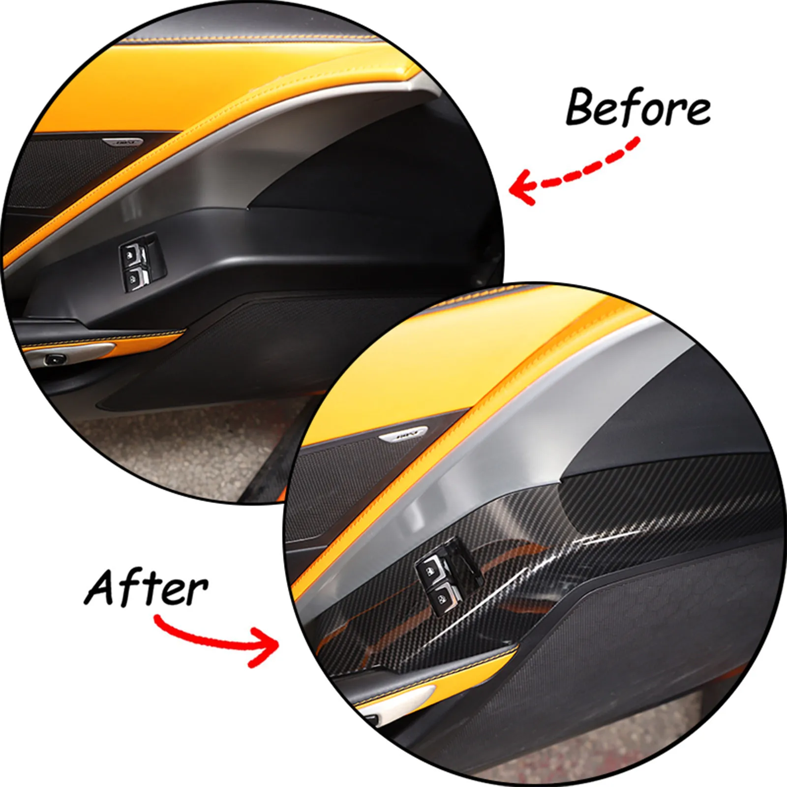 

3Pcs ABS carbon fiber For 2014-2019 Chevrolet Corvette C7 car styling glass lift switch frame sticker car interior accessories