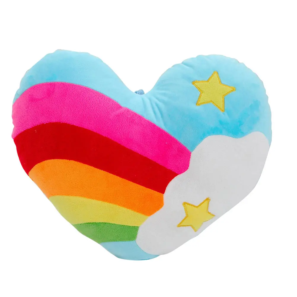 1pc Rainbow Heart Shape Plush PP Cotton Throw Pillows Cushions Heart Shape Decorative Throw Pillows Plush Pillows Cushions