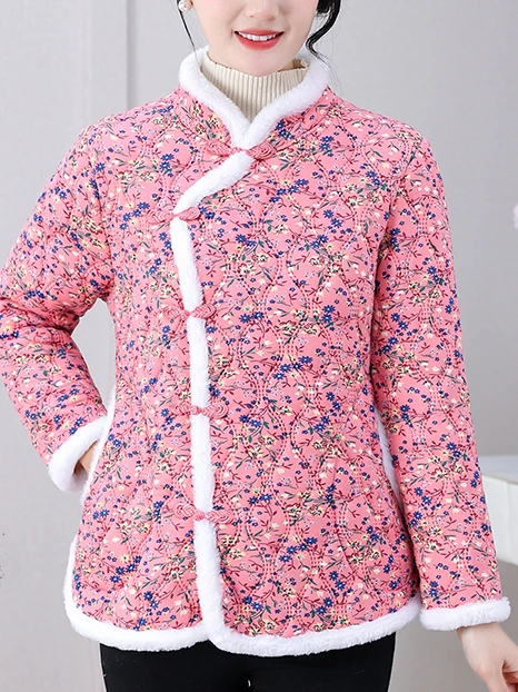 

Thiened Winter Cotton Jaet 2026 New Sle Warm Fce Lined Side Buttoned Traditional Design for Middle Aged Women