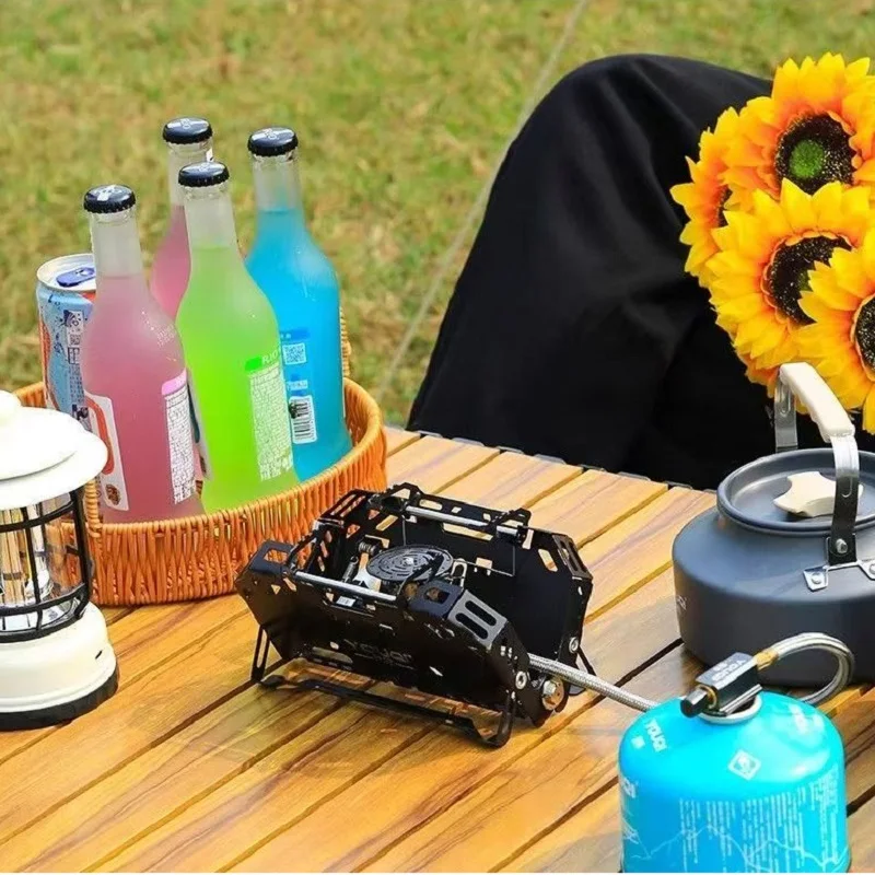

【2024】Portable Butane Camping Stove, Windproof Compact Stainless Steel Gas Burner for Hiking/backpacking, Survival Equipment
