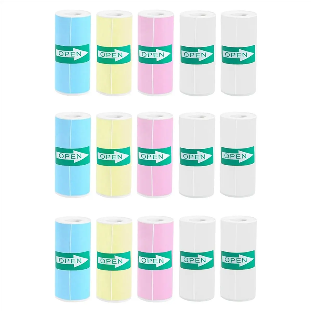 【Best Seller】15 Rolls Thermal Sticker Paper for Mini Printer Sticker Maker, 9 Colored and 6 White Mini Printer Sticker Paper