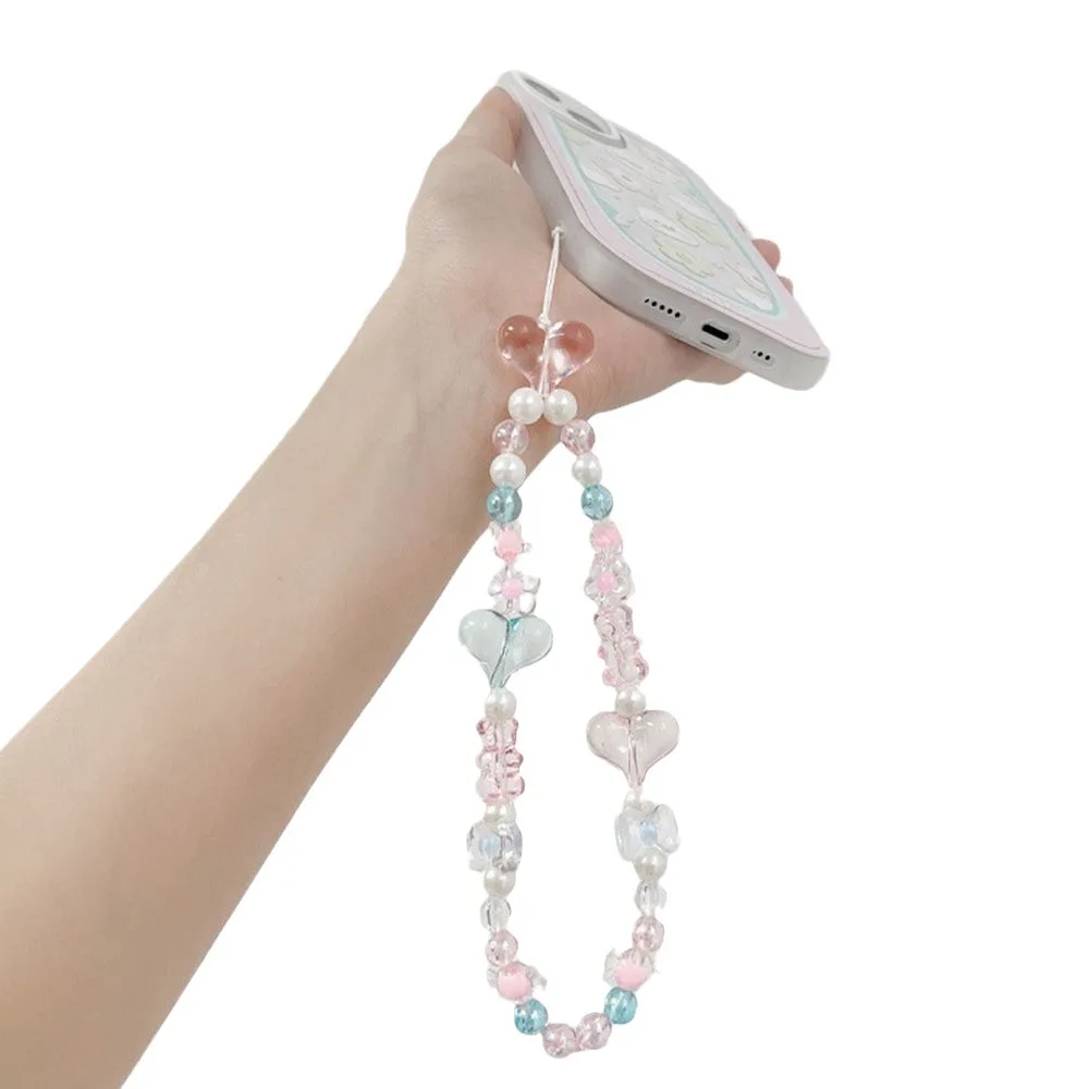 

Love bracelet short mobile phone hanging rope creative wrist hanging chain high-end handmade bead string pendant phone wrist