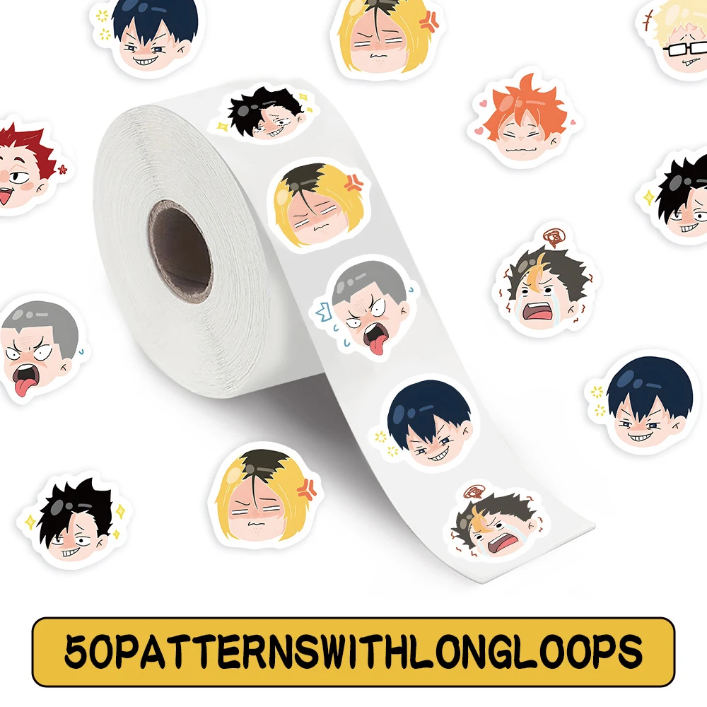 Haikyuu-Rouleau de 500 pièces Autocollants de bancs d\'anime, décalcomanies de dessin animé mignon HinMiShoyo, jouet pour ordinateur portable,