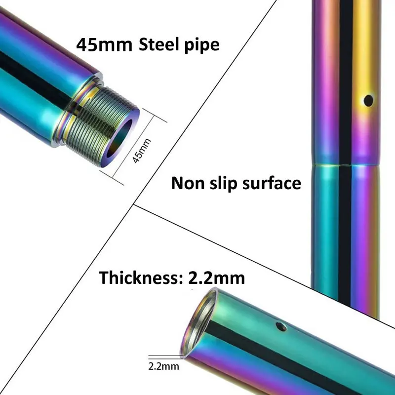 Multicolor 45mm Portable Dance Pole Rotating & Static Dual Use Home Bar Training X-pole