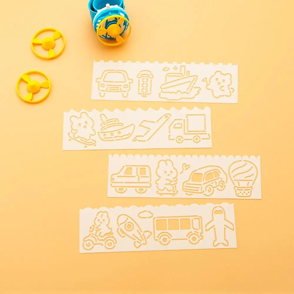 4pcs/set Copying Stencils Hollowed Drawing Templates DIY Craft Template Ruler DIY Pattern Layering Stencils Decorative Painting