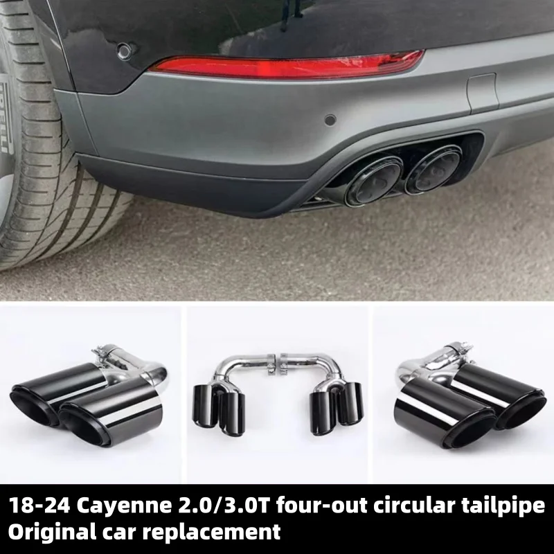 304 Stainless Steel Car Exhaust Tip For Porsche Cayenne Hybrid Petrol  2018-2024Exhaust System Pipe Muffler Tip Nozzle