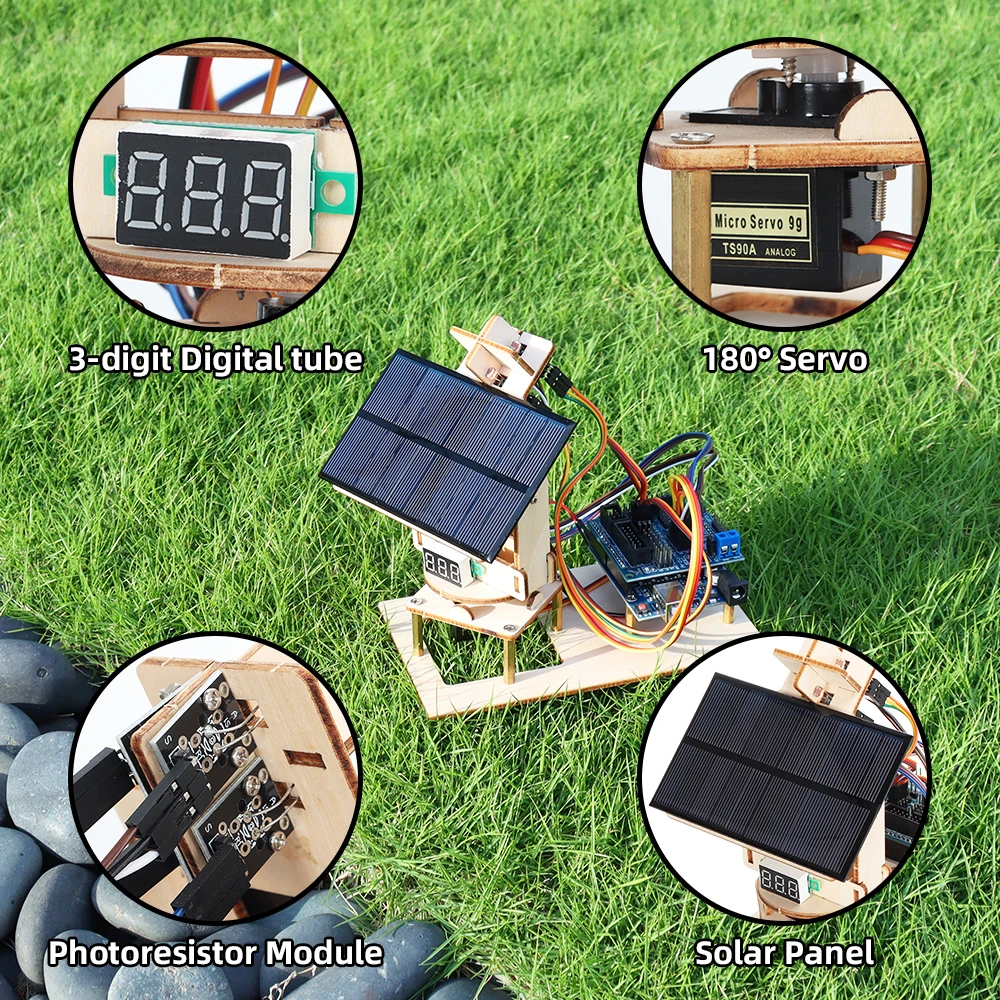 TSCINBUNY Solar Tracking System For Arduino Kit Smart DIY Electronic Project Kit Professional Sunlight Tracker Circuit Panel Kit