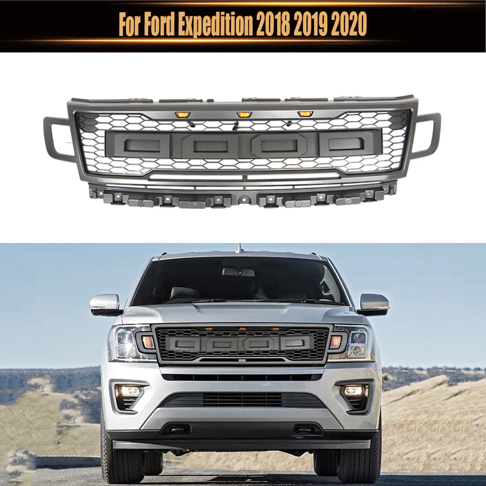 

Radiator Grille Auto Parts Grills ABS With LED Lights Car Grills Sale Front Hood Bumper Grill For Ford Expedition 2018 2019 2020