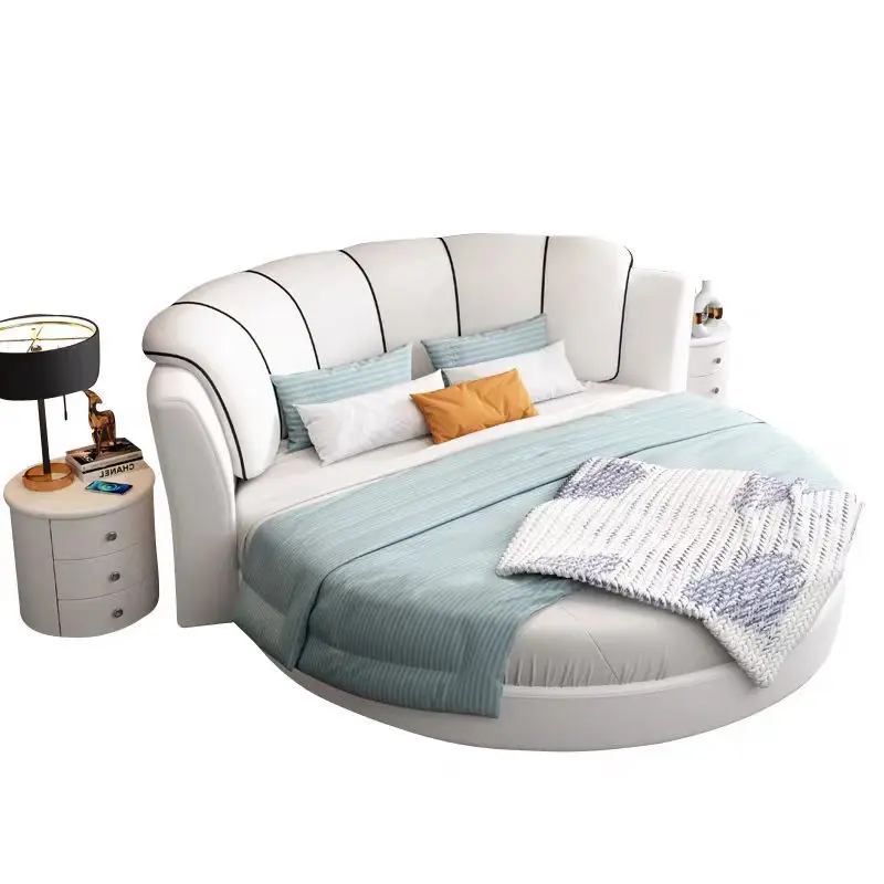 

Big round bed double bed modern simple cream wind master bedroom round bed princess wedding bed hotel couple Internet