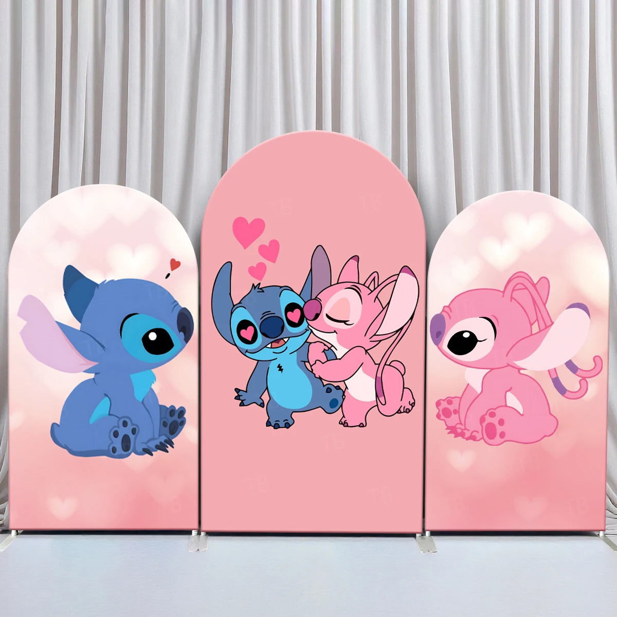 

TB Lilo & Stitch Arch Backdrop Cover Disney Theme for Baby Shower Kids Birthday Party Decor Photo Background Wall Elastic Fabric