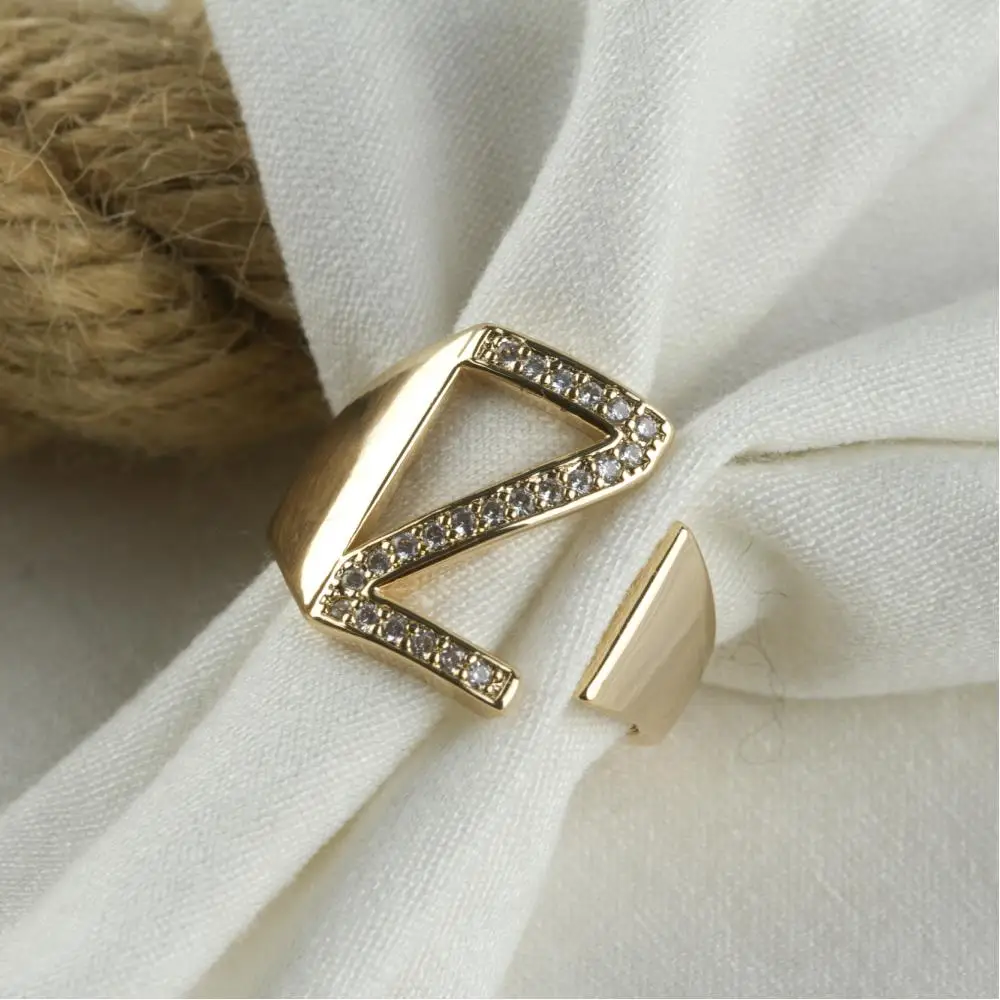 Outlets Letter Zircon Cubic Zirconia Luxury Ring