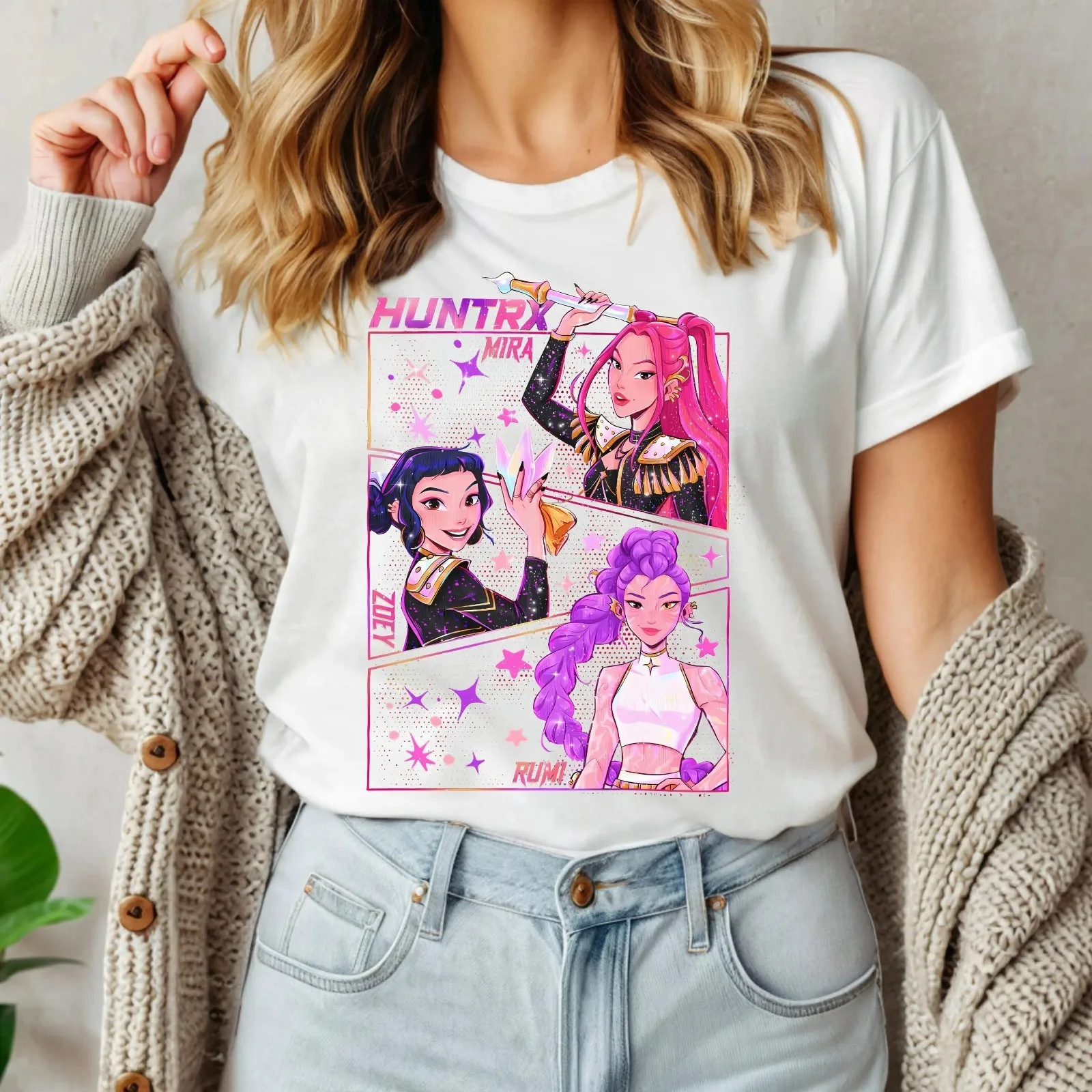 

Рубашка Kpop Demon Hunters, футболка Huntrix Girl, рубашка Kpop idol group