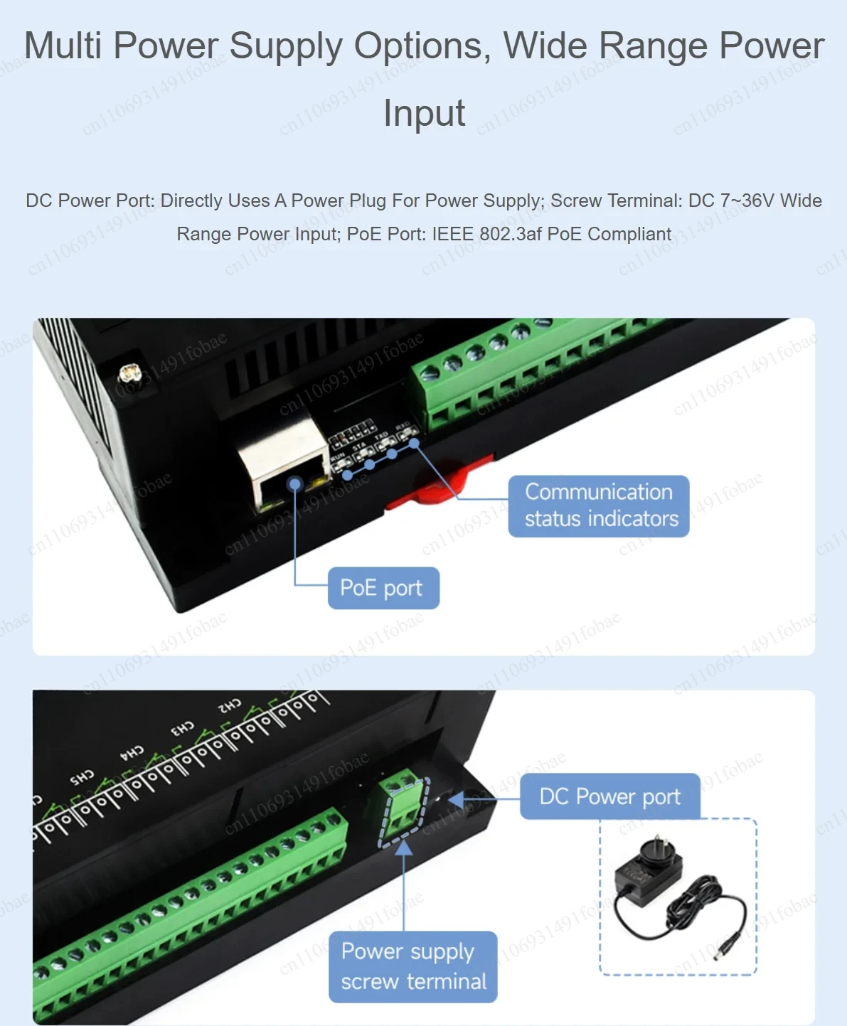 30 Channel PoE Ethernet Relay Module Modbus RTU TCP DIN Rail Mount Industrial Control Board