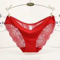 S-2XL!!! Seamless Low-Rise Lace Panties for Women, Breathable Cotton Underwear, Hollow, Splicing, Girls' Sexy Briefs