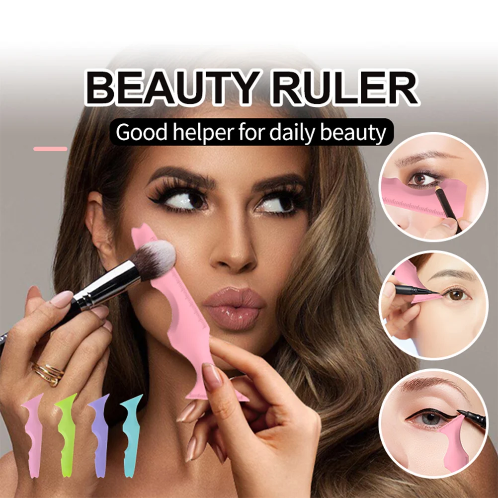 2 Pcs Eyeliner Silicone Eyebrow Stencil Aid Tool Eyeshadow Beauty Ruler Lipstick Drawing Mascara Applicator Makeup Kit Stencils