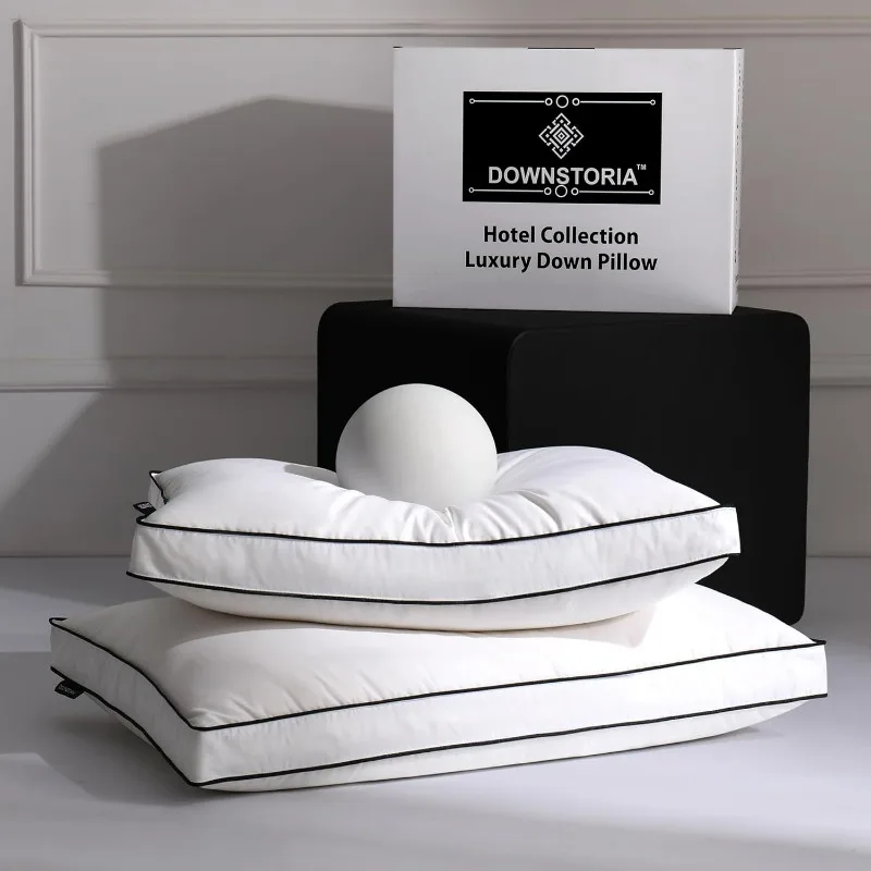 

Feather Down Pillows Queen Size Set of 2, Luxury Hotel Collection Bed Pillow 2 Pack, Down Surrounded Gusseted Pillows 20x30