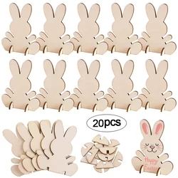 5/10/20Pcs Wooden Easter Rabbit Ornaments Kids Handmade DIY Painting Toy Gift Happy Easter Party Home Decoration Supplies 2025