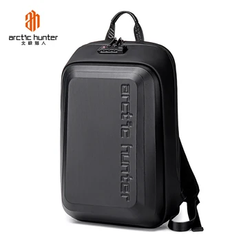 ARCTIC HUNTER Anti-Theft Mochilas กระเป๋าเป้สะพายหลังกันน้ํา EVA Hard Shell คาร์บอนไฟเบอร์รถจักรยานยนต์ USB กระเป๋าเป้สะพายหลังกีฬา